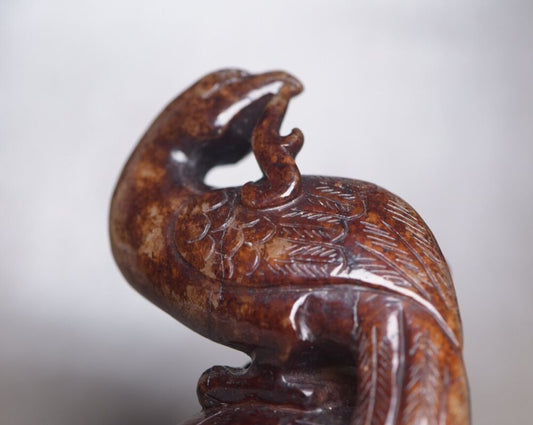 Old Peking Chinese Hetian Jade Carving Turtle Bird Statue Unique Wonderful Art