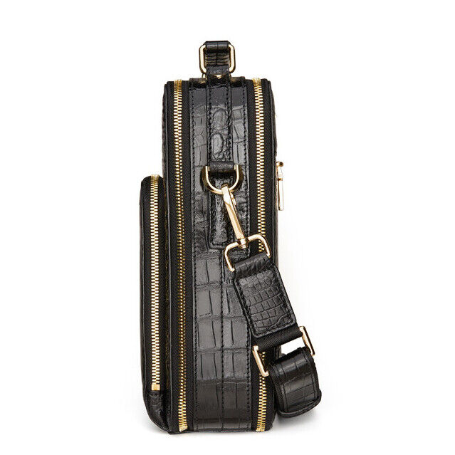 Handcrafted Crocodile Skin Leather 12" Men's Luxury Shoulder/Messenger Handbags