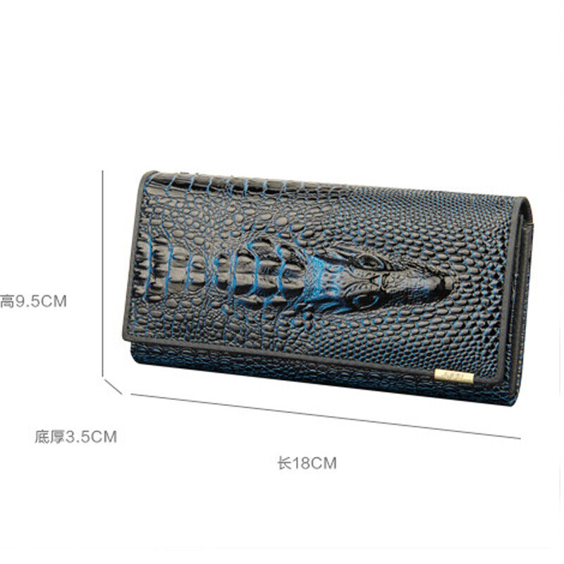 Genuine Leather Crocodile Pattern Lady's Clutch Bag Fashion Business Long Wallet
