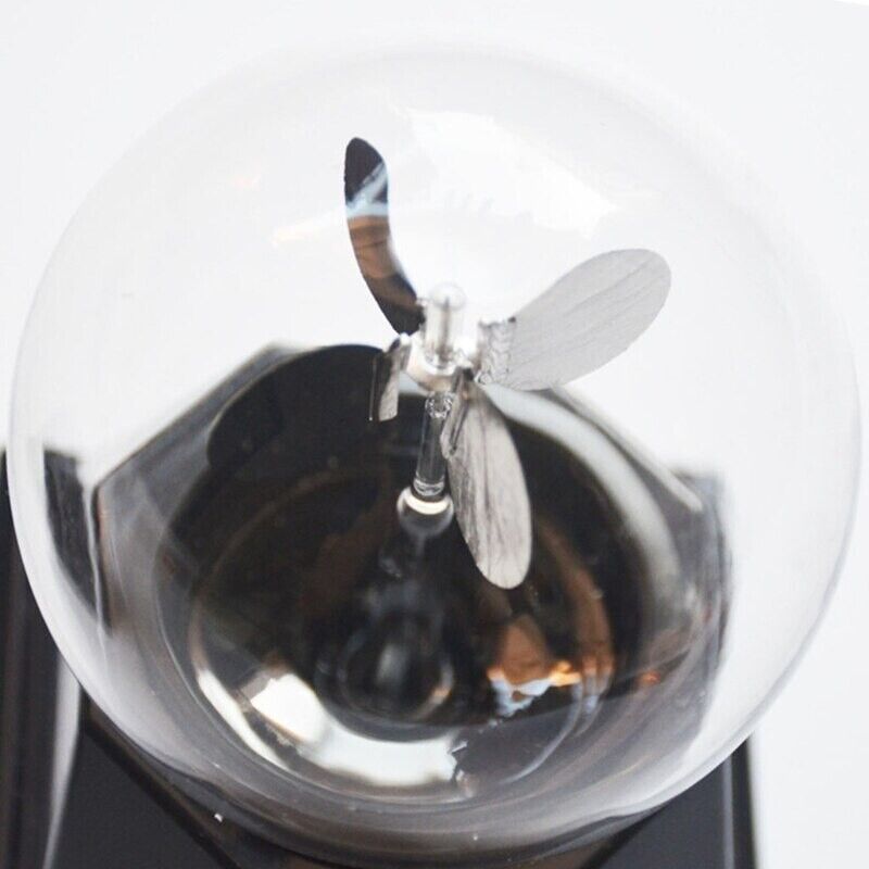Crookes Radiometer Solar Power Glass Windmill 4 Spinning Vanes Decors 9x9x12.5cm