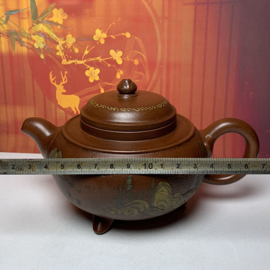 Vintage China Yixing Purple Clay Teapot Zisha Ceremony Painted Exquisite Teaware