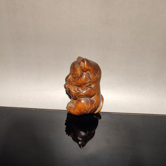 Chinese Boxwood Wooden Statue Statuette Animal cute Tiger home decor sculpture