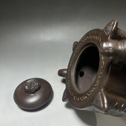 vintage chinese yixing purple clay teapot zisha ceremony carving Collectible art