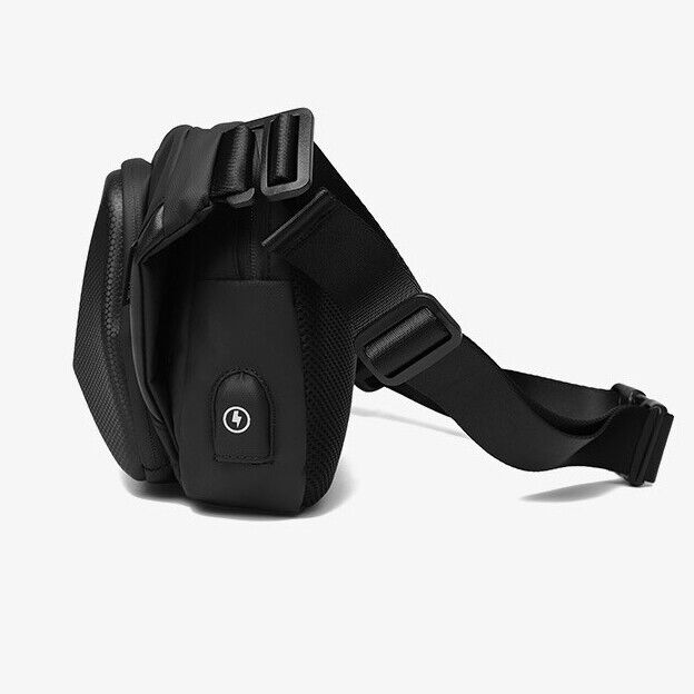 Men's Sling Backpack, Oxford&EVA Waterproof Crossbody Bag USB Port Outdoor Sport