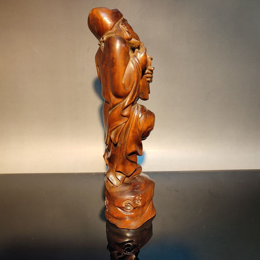 vintage wooden wood sculpture decorative statue eight immortals patron deity art