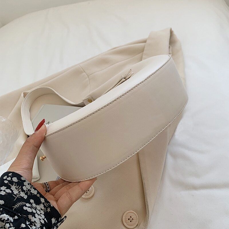 Handbags Wallets Women PU Leather Shopper Half Moon Totes Bags