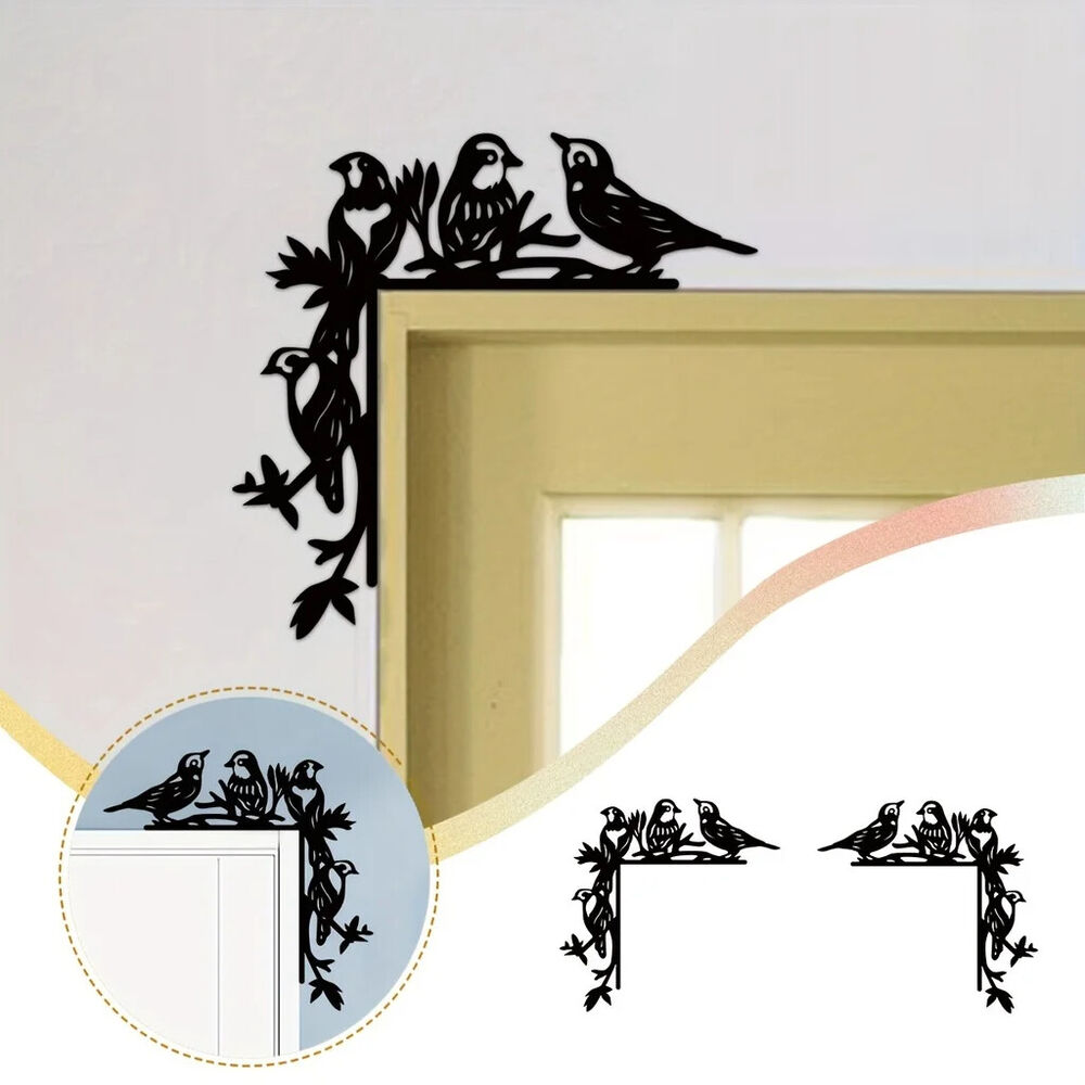 Metal Four Birds Decorative Wall Stickers Door Corner Decorations, Door Frame