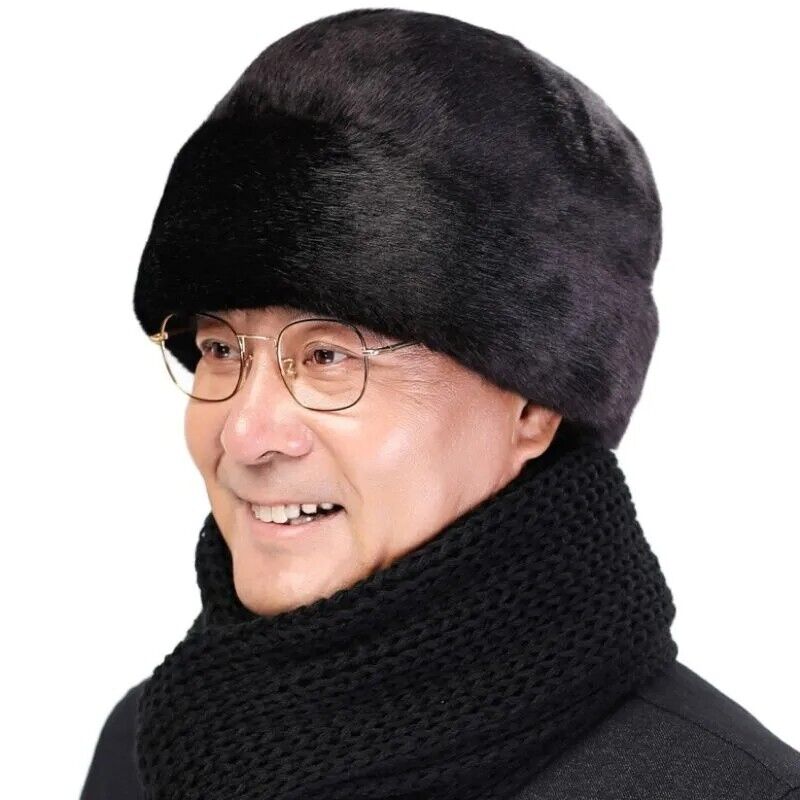 Men Winter Caps Faux Fur Outdoors Warm Thicken Retro Stylish Bomber Hats 56-60cm