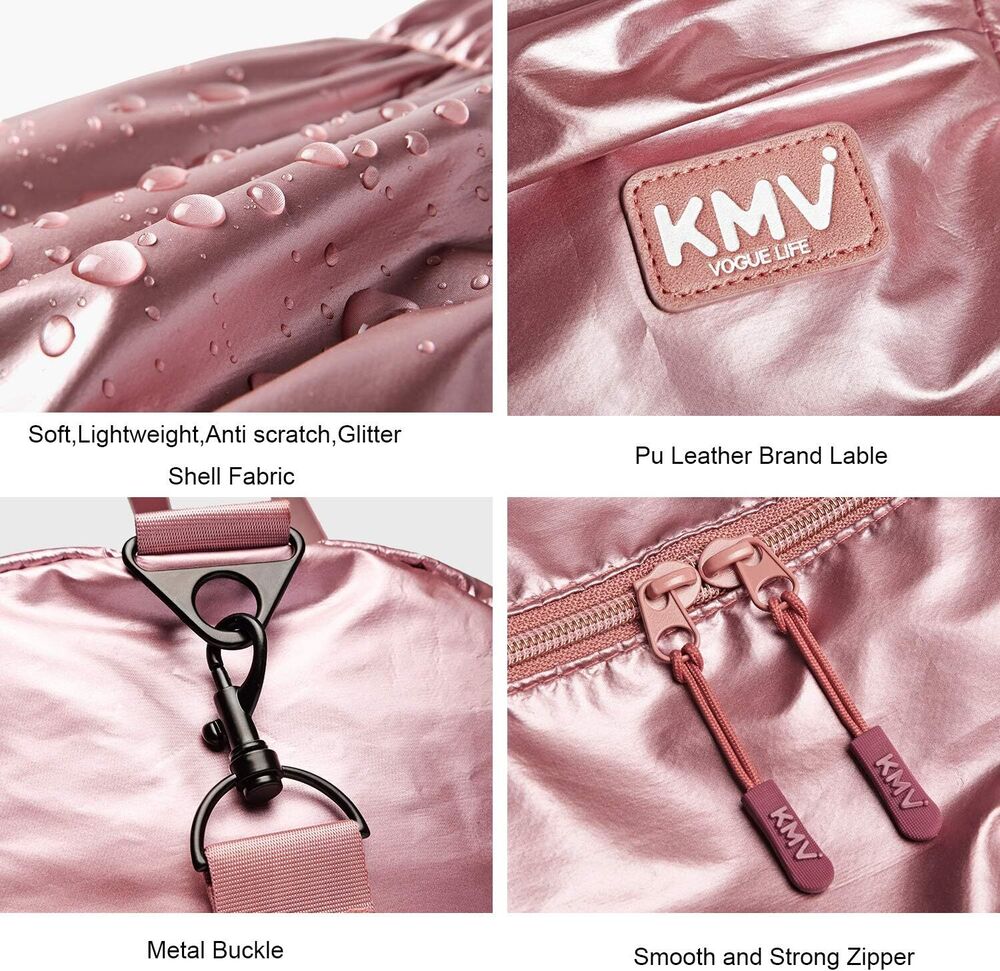 Metallic Women Stylish Gym Duffle Bag School,Ballet Dance for Rose gold