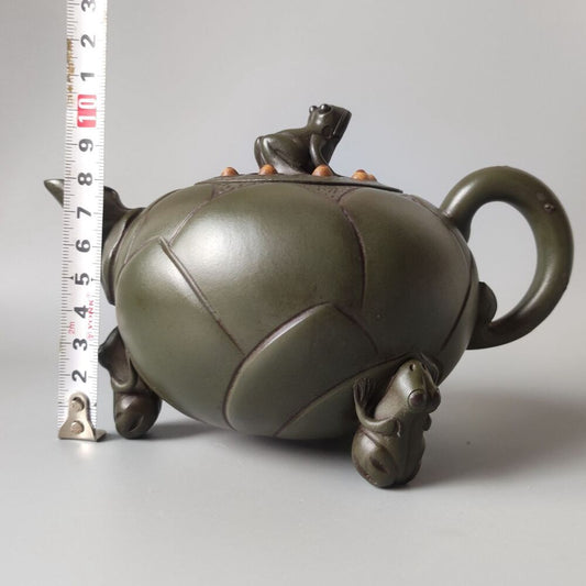 Vintage Chinese Yixing Purple Clay Teapot Zisha Ceramic Frog Lotus Teaware