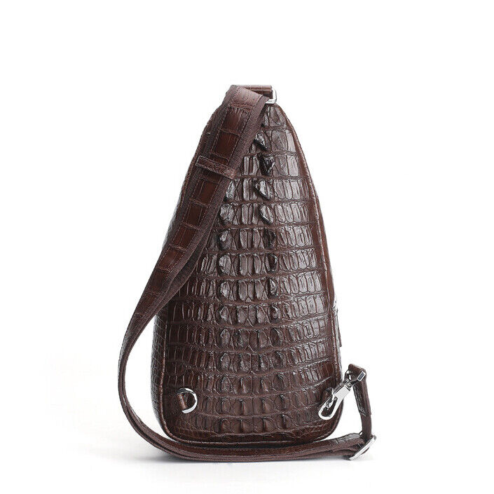 Handcrafted Nile Crocodile Skin Leather Mens Luxury Crossbody bag Sling Backpack