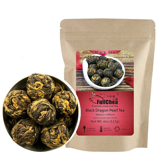 Organic Black Dragon Pearl Tea - Special Yunnan Black Tea 113g