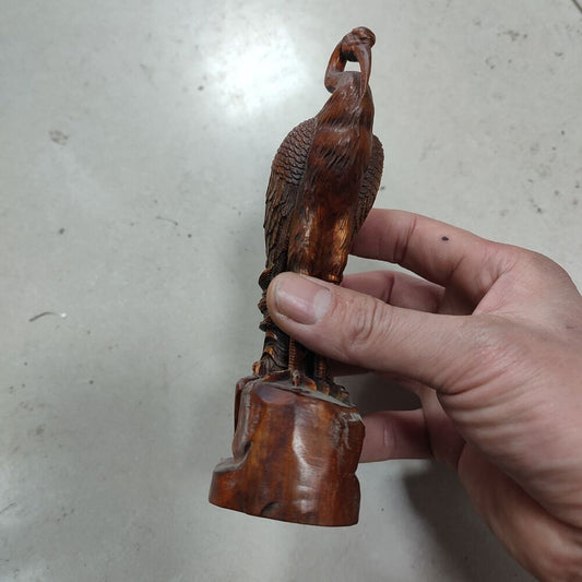 vintage wood carving home decor wooden sculpture Boxwood bird crane statue fine