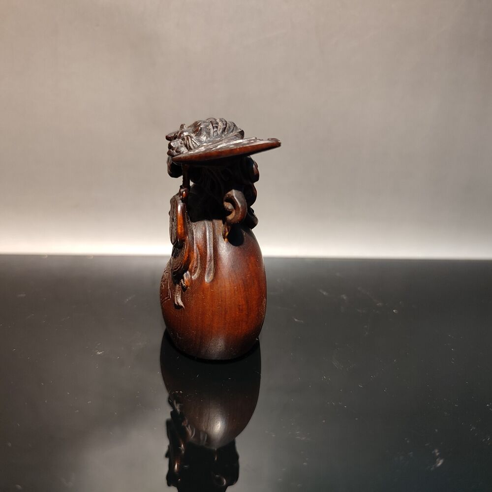 Beautiful Fu Coin Bat Statue Wooden Sculpture Home Decor Gift Decor Ornament Art