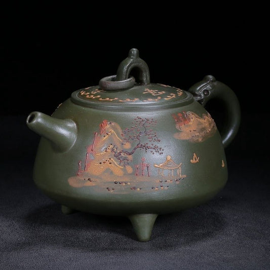 Chinese Yixing Purple Clay Teapot Zisha Ceremony Painted Fine Landscape Teaware