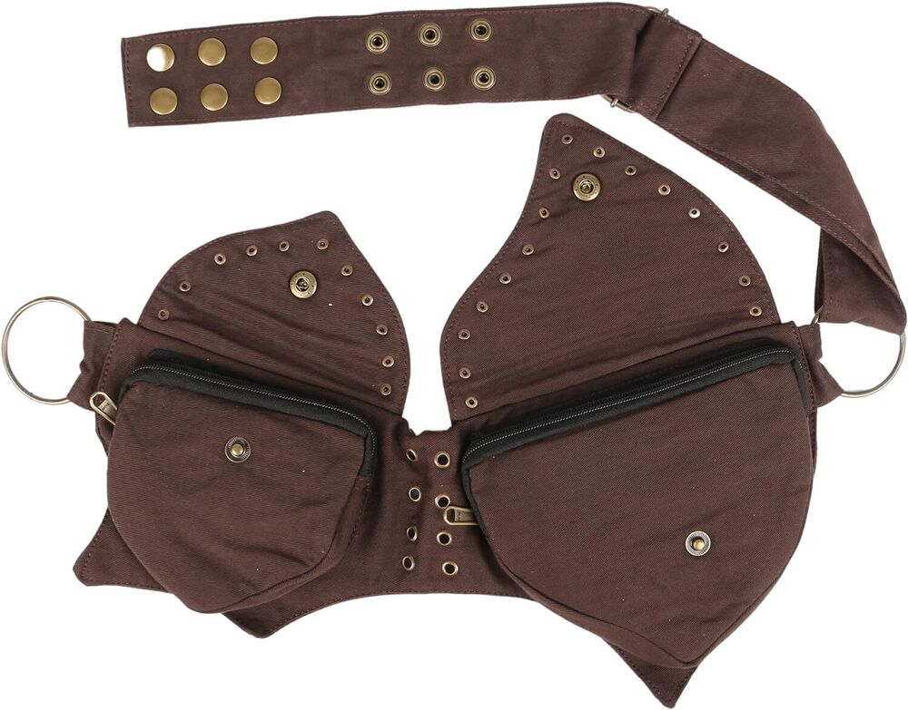Leather Practical Fannypack Cotton Waistbag Travel Utility Belt Brown