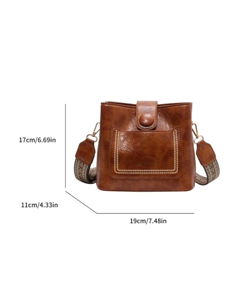 Leather Crossbody Shoulder Bag For Women Handbag Retro Style Hobo Mini Brown