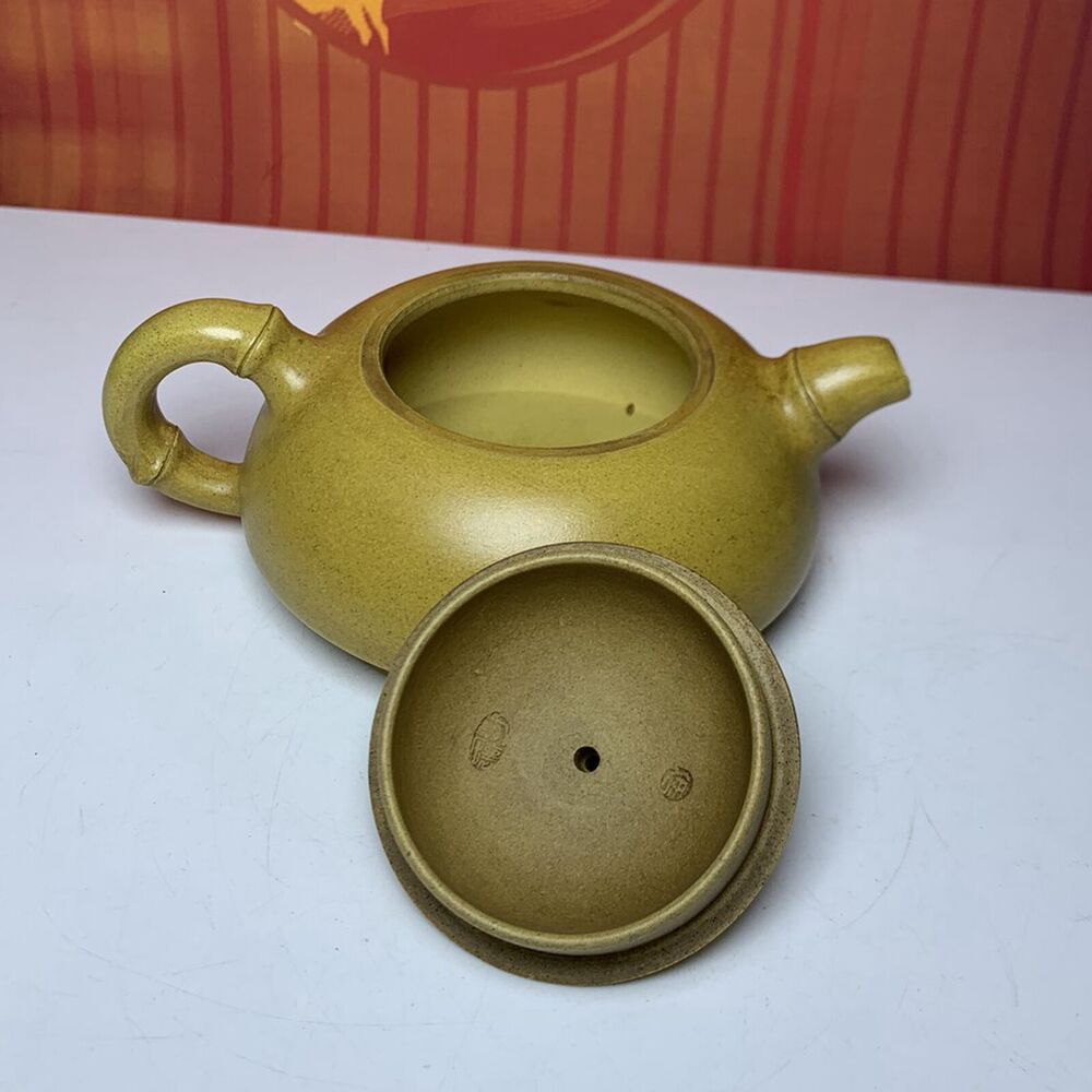 Vintage China Yixing Purple Clay Teapot Zisha Pure Handmade Kung Bamboo Teaware