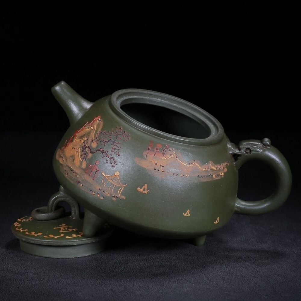 Chinese Yixing Purple Clay Teapot Zisha Ceremony Painted Fine Landscape Teaware