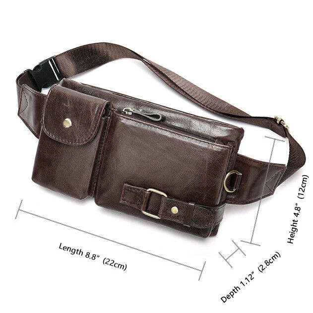 Retro Men's Real Leather Fanny Waist Pack Bag One Strap Backpack Sling Chest Bag