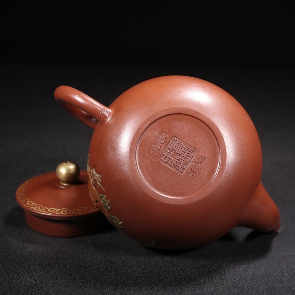 Vintage Chinese Yixing Purple Clay Teapot Zisha Ceramic Nice Flower Bird Teapots
