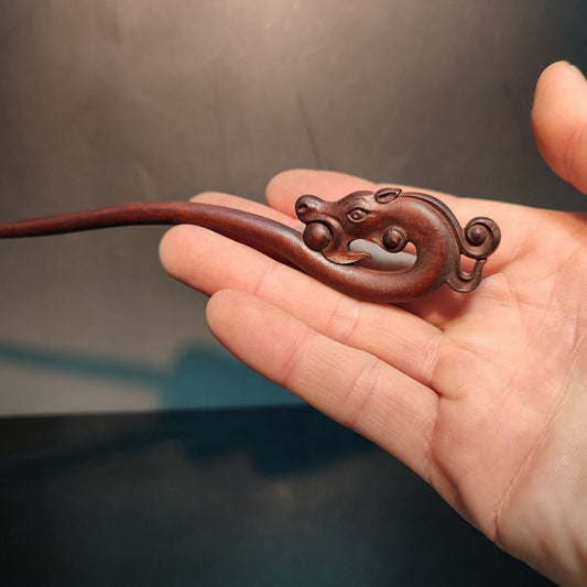 vintage wooden ornaments Carved chinese dragon statue Hairpin Hair Accessories