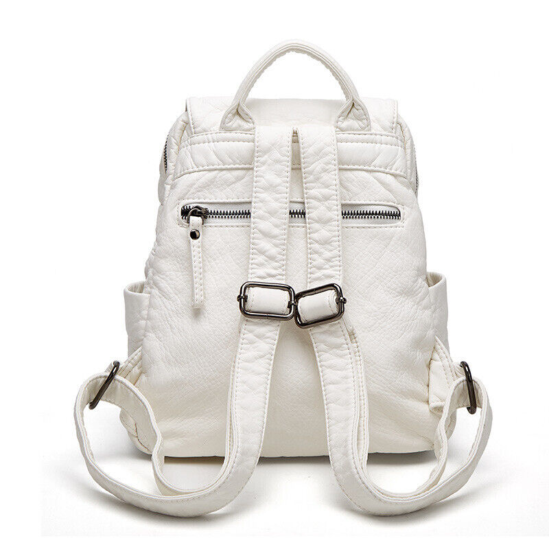 Soft Lambskin Leather Women's Backpack Shoulder School Bag Retro Travel Bags