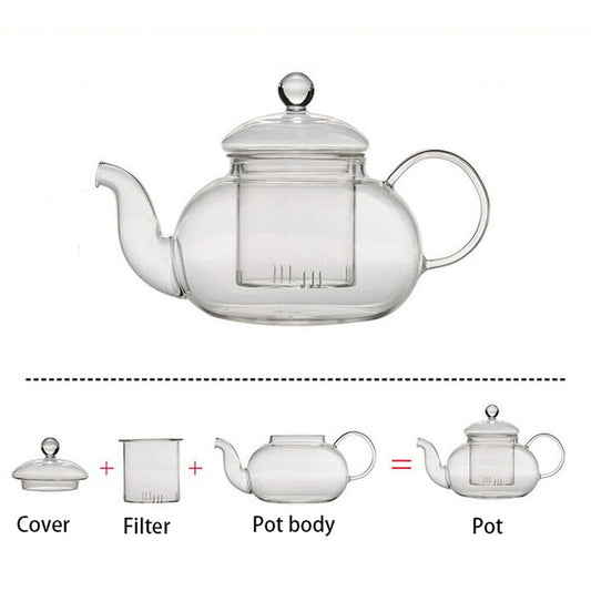 Heat Resistant Glass Teapot Flower Tea Pot with Infuser Tea Leaf Herbal Coffee