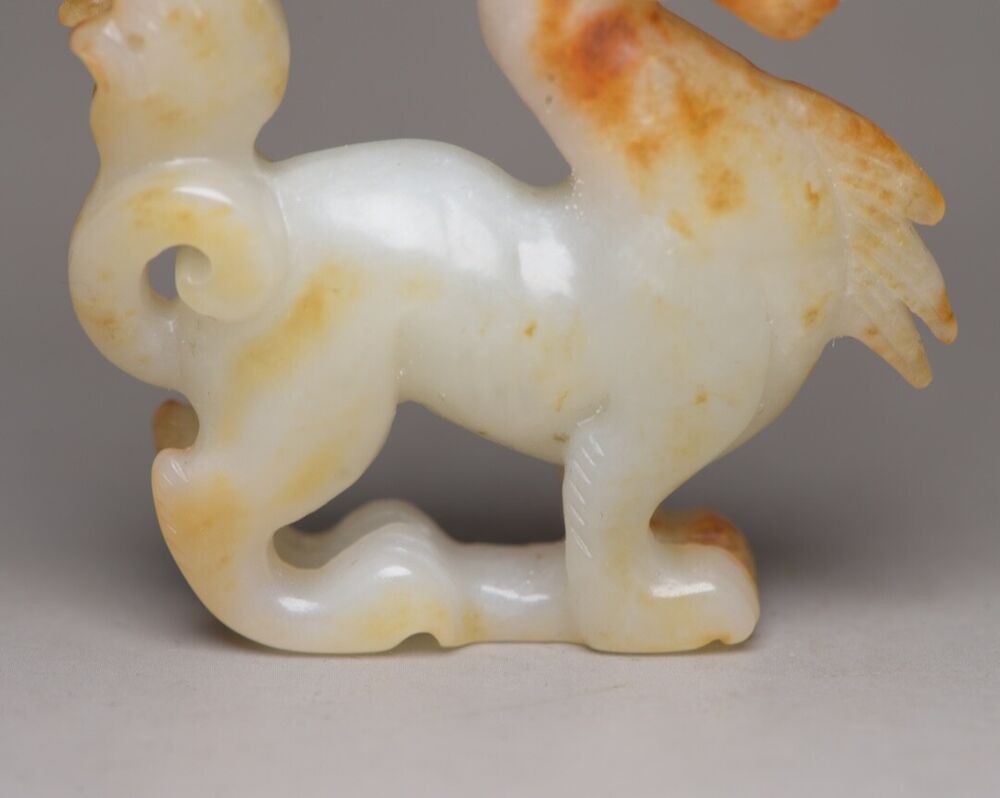 Collection Chinese Hetian Jade Carved Beast Statue Exquisite Unique Figurine Art