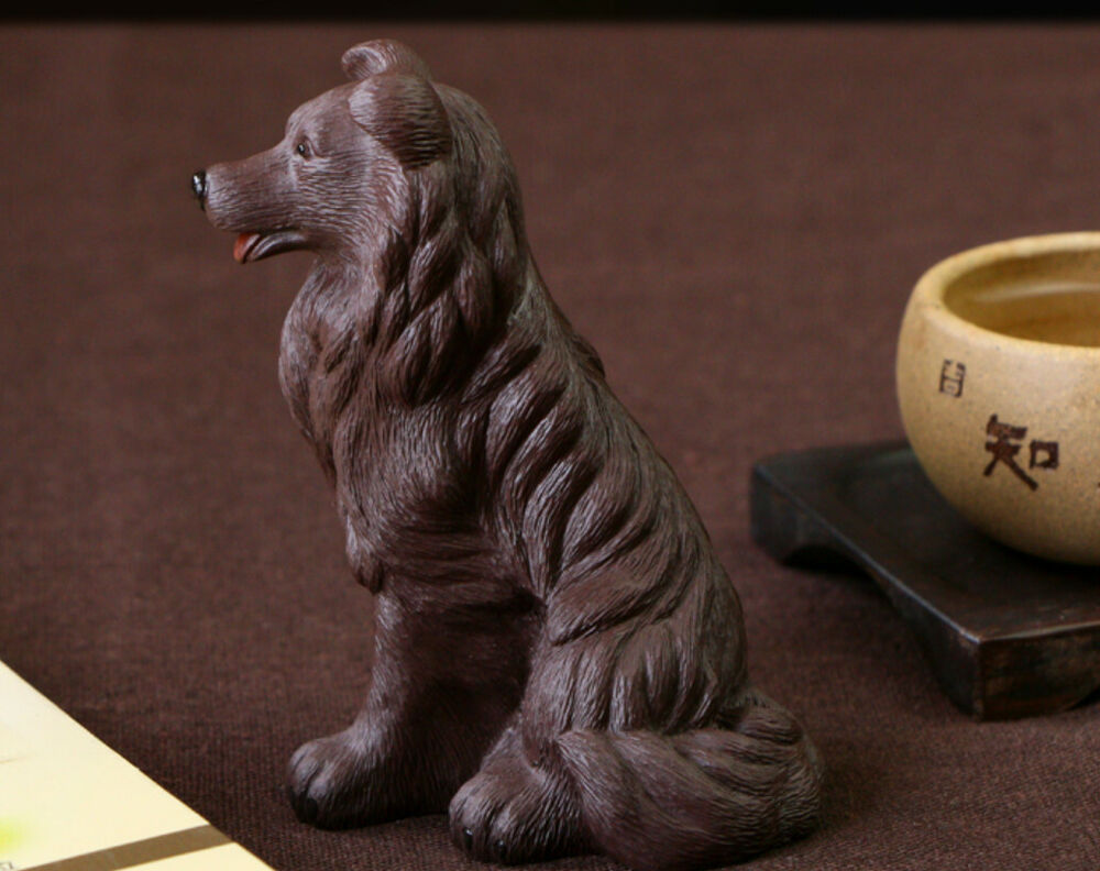 chinese yixing zisha tea pet collie decoration shepherd dog PurpleClay puppy dog