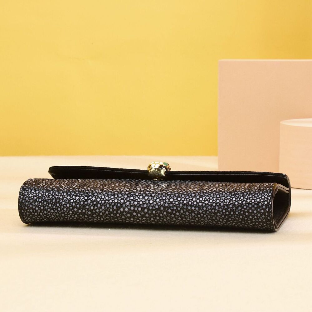 Real Leather Women's Clutch Bag, Desinger Pearl Fish Skin Pattern Long Wallets
