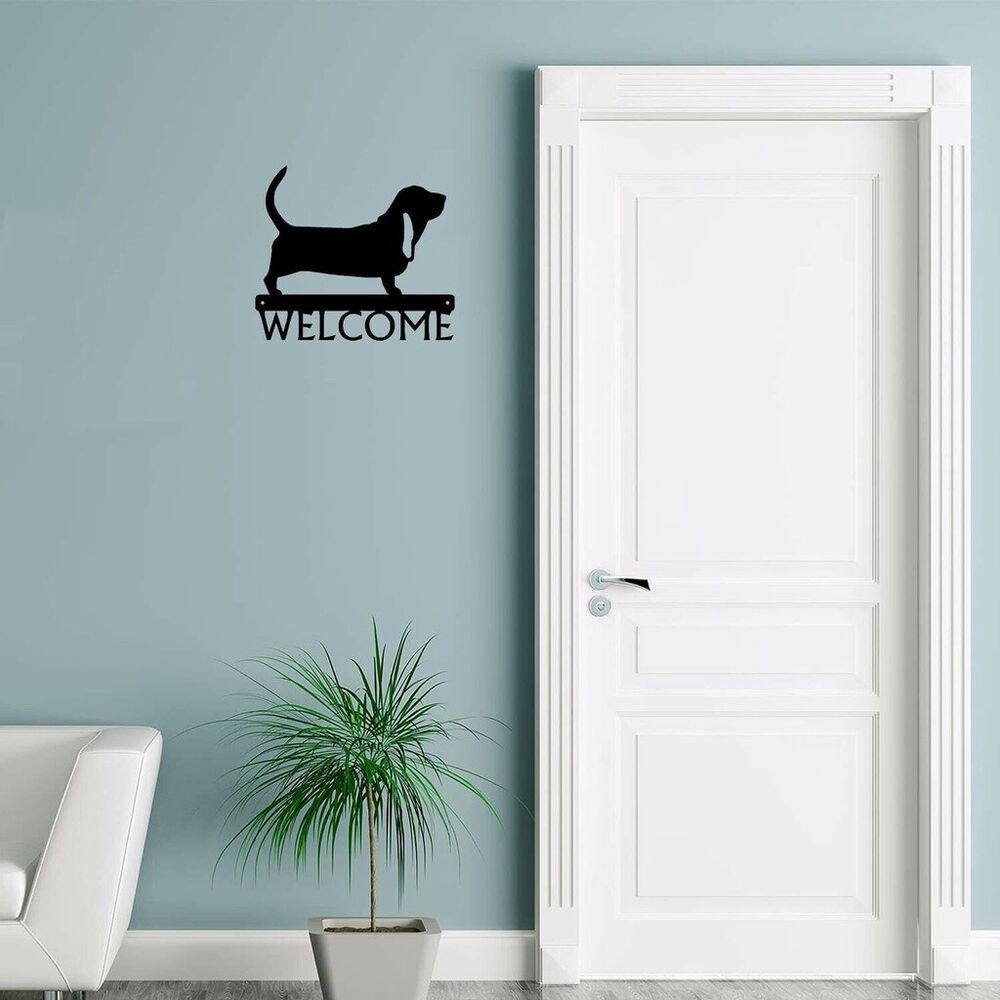 Basset Hound Dog Welcome Sign Wrought Iron Crafts Metal Ornaments Decoration
