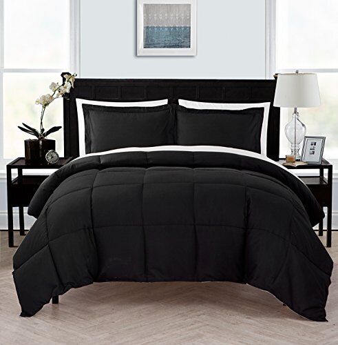 VCNY Home - Twin XL Bed in a Bag, 5-Piece Reversible Full/Queen, Black/White
