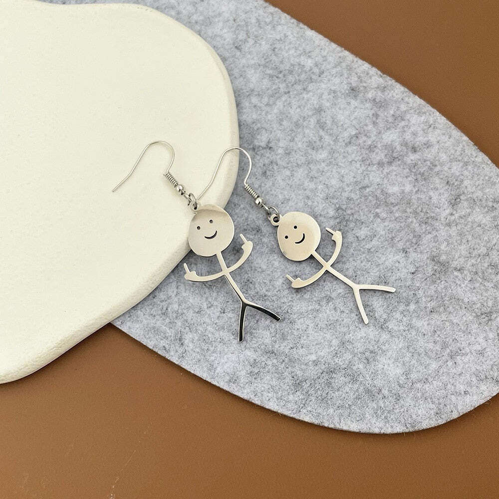 Fashion Cartoon Earrings Creative Stickman Funny Drop Earrings Women Travel-