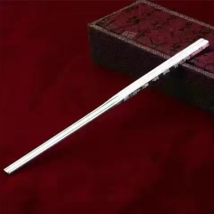 70g 999 Sterling Silver Certified Solid A Pair Chopsticks Family Collectible