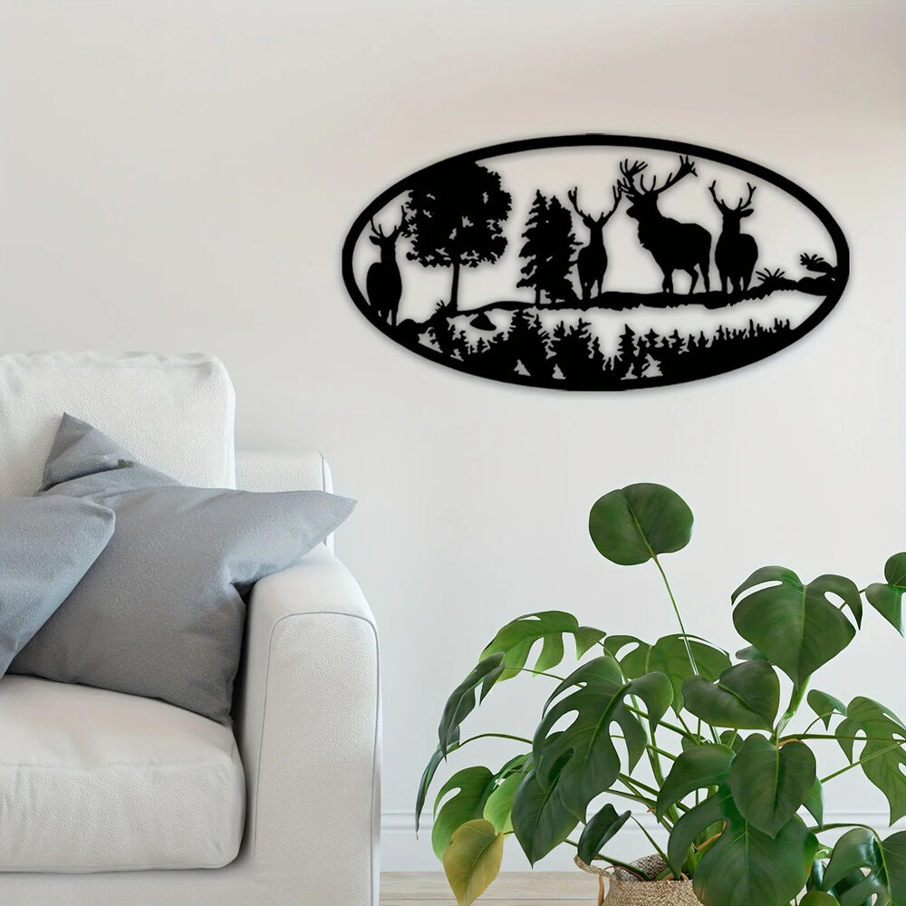 CIFBUY Rustic Metal Deer Wall Art for Bedroom, Home, and Cabin Decor