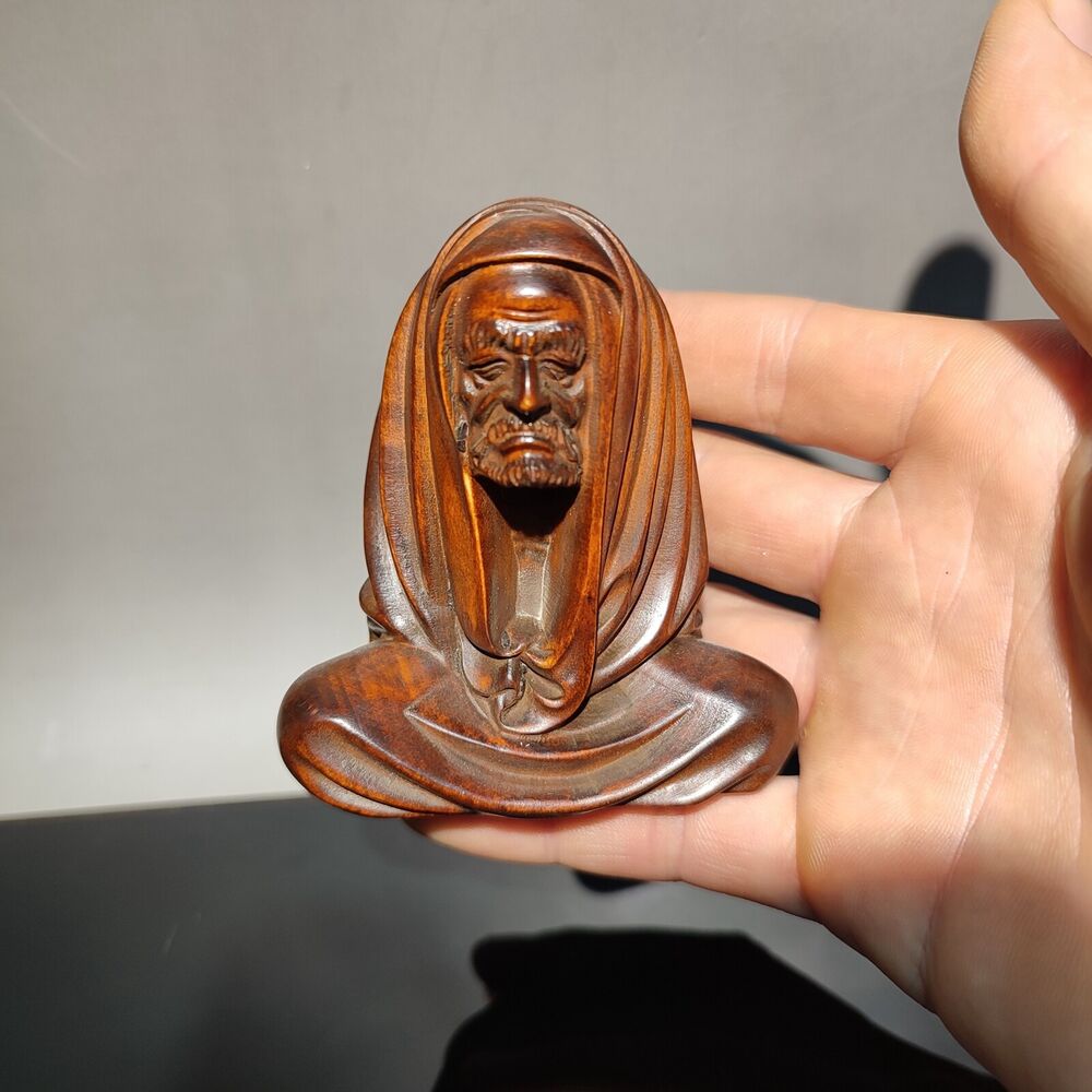 carved wooden zen praying buddha statue Portable mini small dharma Arhat wood