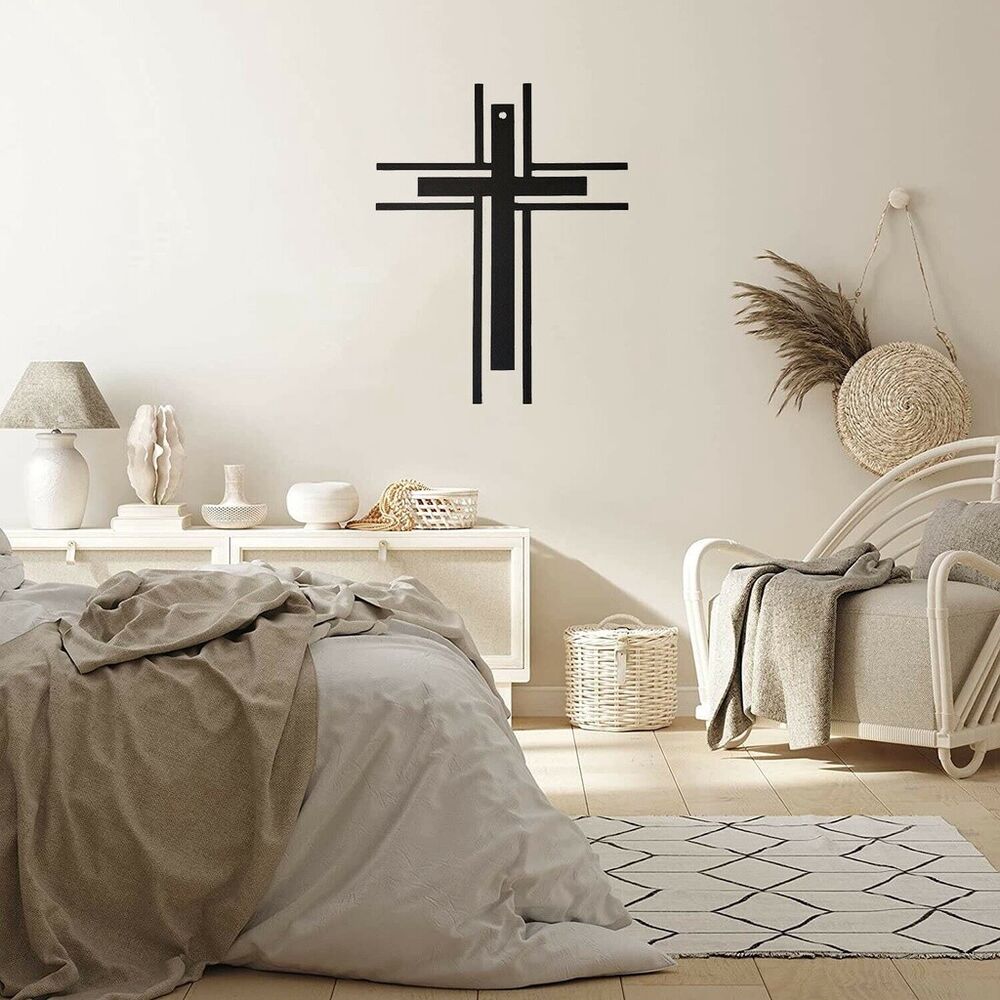 Metal Wall Cross Stickers Modern Design Wall Art Home Stickers for Living Room