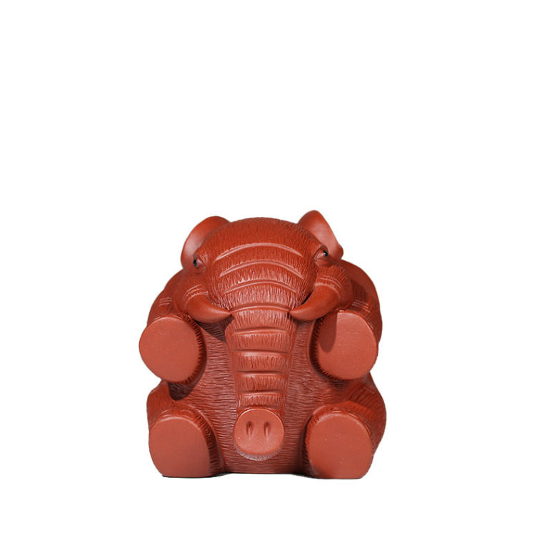 Yixing purple sand tea pet elephant sculpture is all handmade, auspicious elepha