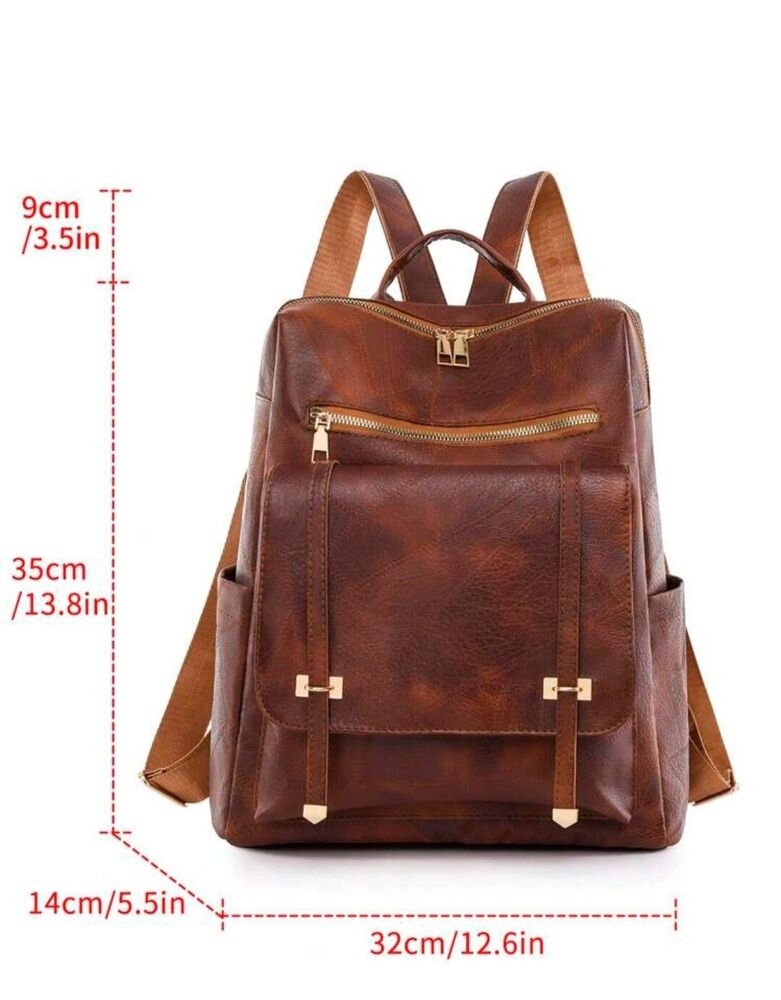 Women Leather Backpack Shoulder Satchel Vintage School Travel Pu Leather Bag