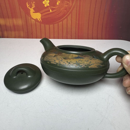 Vintage China Yixing Purple Clay Teapot Zisha Ceremony Painted Exquisite Teaware