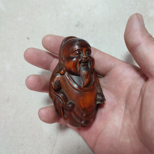 Chinese Boxwood Wooden Statue Statuette Modern Home Decor Sculpture Man small