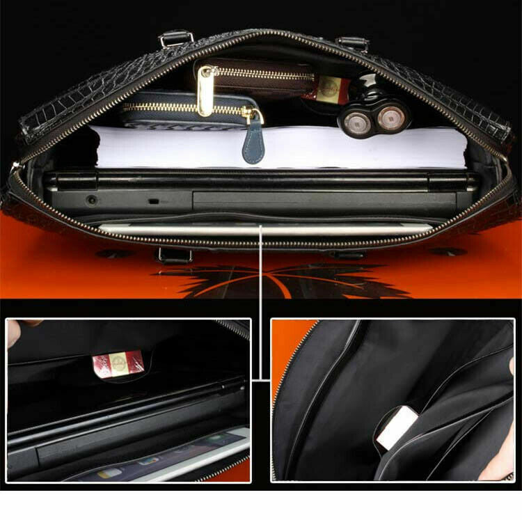 100% Real Thai Alligator Skin Men's Luxury Business Briefcase Handbag Large Bags