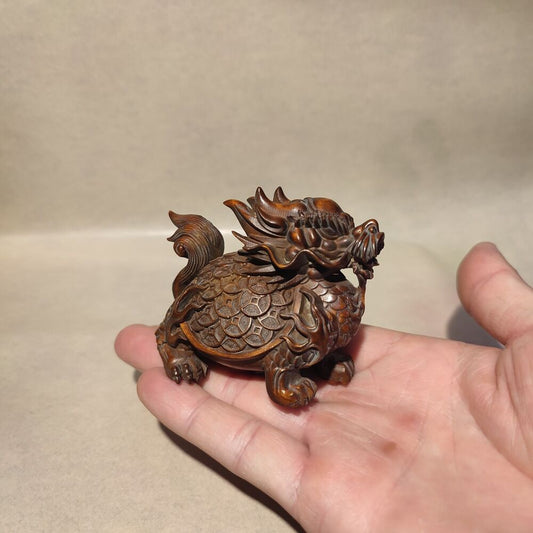 chinese dragon statue Animal figurines kylin unicorn vintage wooden ornament art