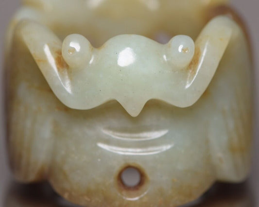 Chinese Natural Hetian Jade Hand Carving Exquisite Statue Unique Wonderful Art