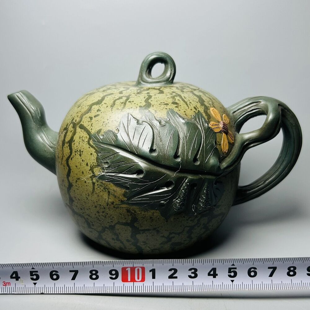 Vintage Chinese Yixing Purple Clay Teapot Zisha Ceramic Watermelon Teaware Large