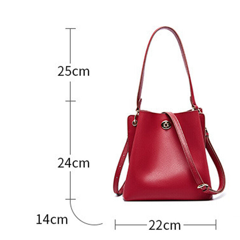 100% Genuine Leather Women's Elegant Handbags Bucket Bag Sling Shoulder Bag