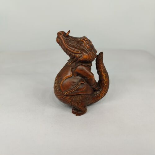 vintage wooden crocodile statue carving Wood carved figure room decor gift rare