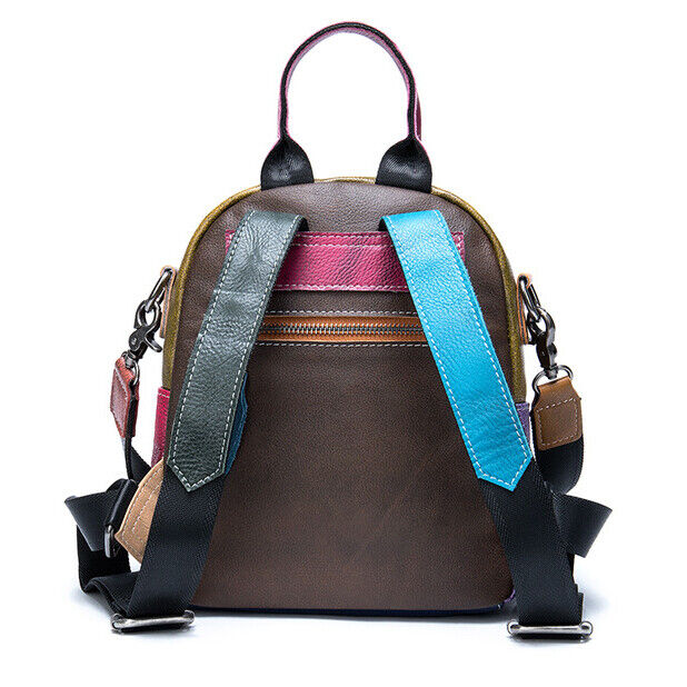 Women's Backpack, Designer Genuine Leather Multi-color Small Travel Rucksack Bag