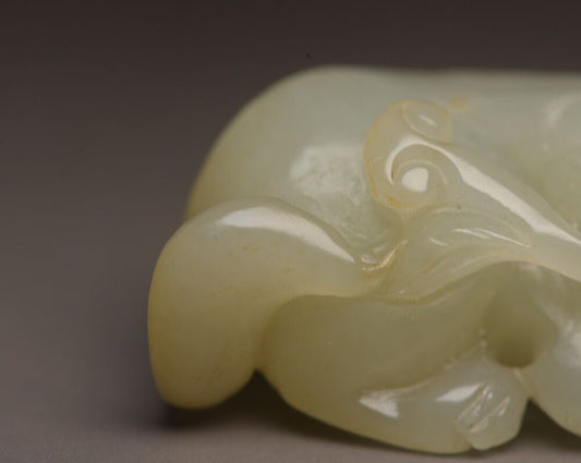 Antique Chinese Natural Hetian Jade Hand Carved Exquisite Beast Statue Figurines